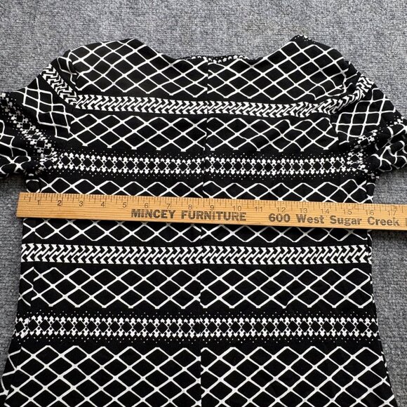 Kaari Blue Dress Womens XS Black White Geometric Button Accents Tribal Preppy - Picture 7 of 15